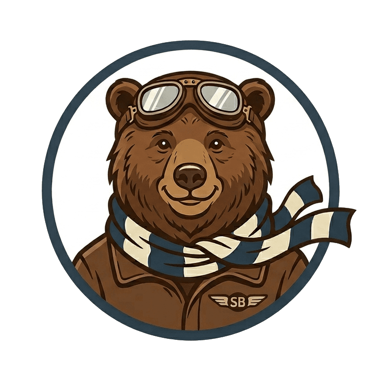 SkyBear aviator mascot