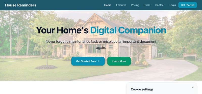 Screenshot of GetHouseReminders.com